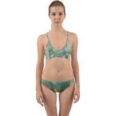 Watercolor Leaves Pattern Wrap Around Bikini Set by Valentinaart