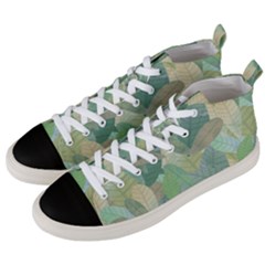 Watercolor Leaves Pattern Men s Mid-top Canvas Sneakers by Valentinaart