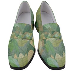 Watercolor Leaves Pattern Women s Chunky Heel Loafers by Valentinaart