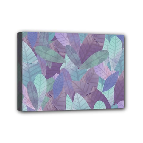 Watercolor Leaves Pattern Mini Canvas 7  X 5  (stretched) by Valentinaart