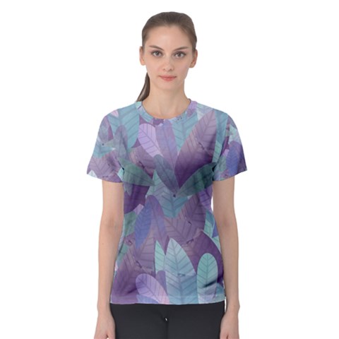 Watercolor Leaves Pattern Women s Sport Mesh Tee by Valentinaart