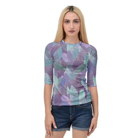 Watercolor Leaves Pattern Quarter Sleeve Raglan Tee by Valentinaart