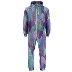 Watercolor Leaves Pattern Hooded Jumpsuit (men) 