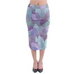 Watercolor Leaves Pattern Midi Pencil Skirt by Valentinaart