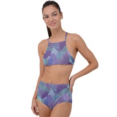 Watercolor Leaves Pattern High Waist Tankini Set by Valentinaart