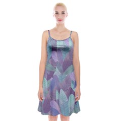 Watercolor Leaves Pattern Spaghetti Strap Velvet Dress by Valentinaart