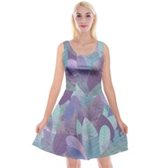 Watercolor Leaves Pattern Reversible Velvet Sleeveless Dress by Valentinaart