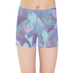 Watercolor Leaves Pattern Kids  Sports Shorts by Valentinaart