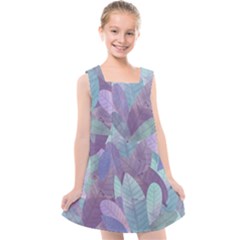 Watercolor Leaves Pattern Kids  Cross Back Dress by Valentinaart