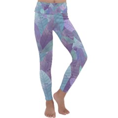 Watercolor Leaves Pattern Kids  Lightweight Velour Classic Yoga Leggings by Valentinaart