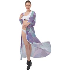 Watercolor Leaves Pattern Maxi Chiffon Beach Wrap