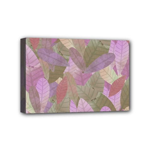 Watercolor Leaves Pattern Mini Canvas 6  X 4  (stretched) by Valentinaart