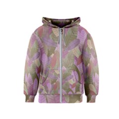 Watercolor Leaves Pattern Kids  Zipper Hoodie by Valentinaart