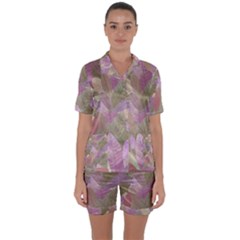 Watercolor Leaves Pattern Satin Short Sleeve Pyjamas Set by Valentinaart