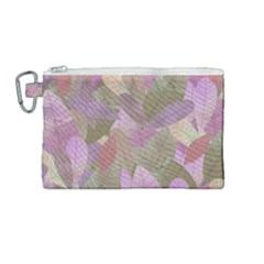 Watercolor Leaves Pattern Canvas Cosmetic Bag (medium) by Valentinaart