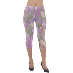 Watercolor Leaves Pattern Lightweight Velour Capri Leggings  by Valentinaart