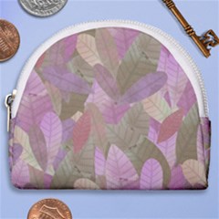 Watercolor Leaves Pattern Horseshoe Style Canvas Pouch by Valentinaart