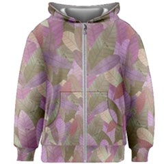 Watercolor Leaves Pattern Kids  Zipper Hoodie Without Drawstring