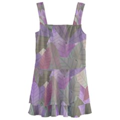 Watercolor Leaves Pattern Kids  Layered Skirt Swimsuit