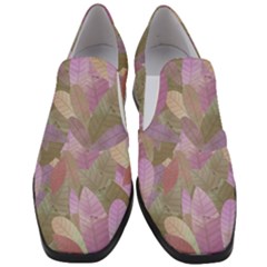 Watercolor Leaves Pattern Women Slip On Heel Loafers by Valentinaart