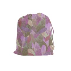 Watercolor Leaves Pattern Drawstring Pouch (large) by Valentinaart