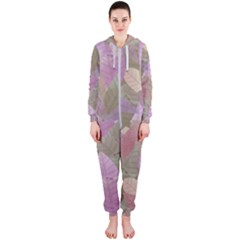 Watercolor Leaves Pattern Hooded Jumpsuit (ladies) 