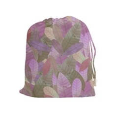 Watercolor Leaves Pattern Drawstring Pouch (xl) by Valentinaart