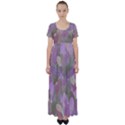 Watercolor leaves pattern High Waist Short Sleeve Maxi Dress View1