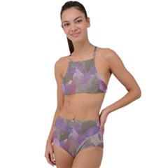 Watercolor Leaves Pattern High Waist Tankini Set by Valentinaart