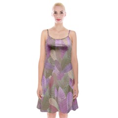 Watercolor Leaves Pattern Spaghetti Strap Velvet Dress by Valentinaart