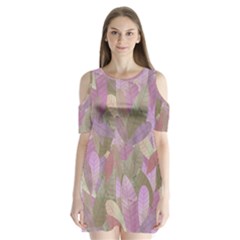 Watercolor Leaves Pattern Shoulder Cutout Velvet One Piece by Valentinaart