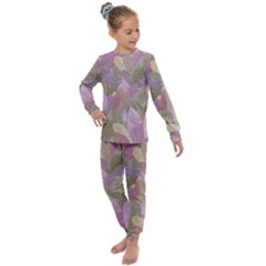 Watercolor Leaves Pattern Kids  Long Sleeve Set 