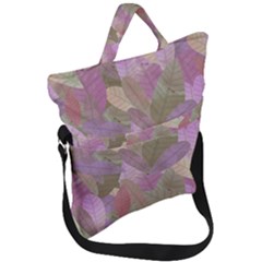 Watercolor Leaves Pattern Fold Over Handle Tote Bag by Valentinaart