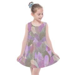 Watercolor Leaves Pattern Kids  Summer Dress