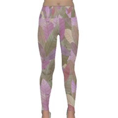 Watercolor Leaves Pattern Lightweight Velour Classic Yoga Leggings