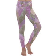 Watercolor Leaves Pattern Kids  Lightweight Velour Classic Yoga Leggings by Valentinaart