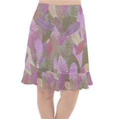 Watercolor Leaves Pattern Fishtail Chiffon Skirt