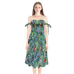 D 4 Shoulder Tie Bardot Midi Dress by ArtworkByPatrick