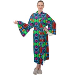 D 7 Maxi Tie Front Velour Kimono