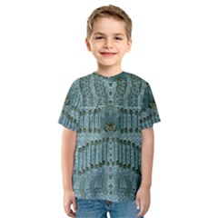 Happy Gold Flowers And Soft Green In Vintage Kids  Sport Mesh Tee