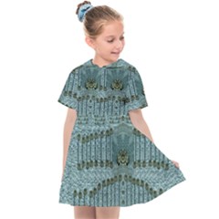 Happy Gold Flowers And Soft Green In Vintage Kids  Sailor Dress by pepitasart