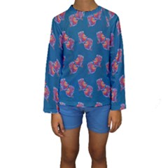 Swimming Fighting Fish Kids  Long Sleeve Swimwear by VeataAtticus