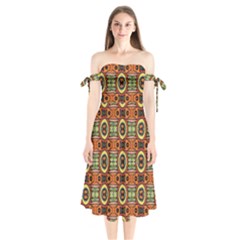 E 6 Shoulder Tie Bardot Midi Dress by ArtworkByPatrick