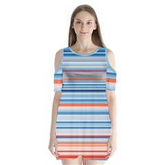 Blue And Coral Stripe 2 Shoulder Cutout Velvet One Piece by dressshop