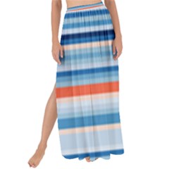 Blue And Coral Stripe 2 Maxi Chiffon Tie-up Sarong by dressshop