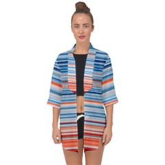 Blue And Coral Stripe 2 Open Front Chiffon Kimono by dressshop