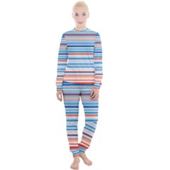 Blue And Coral Stripe 2 Women s Lounge Set by dressshop