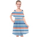 Blue And Coral Stripe 2 Kids  Cut Out Shoulders Chiffon Dress View1