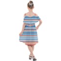 Blue And Coral Stripe 2 Kids  Cut Out Shoulders Chiffon Dress View2