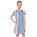 Blue And Coral Stripe 1 Kids  Drop Waist Dress View1